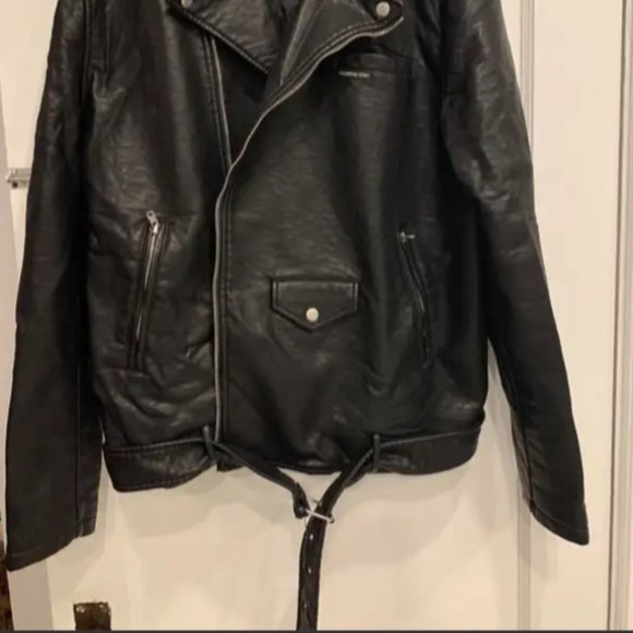 Black Vegan Leather Members Only Men's Moto Jacket - Picture 7 of 8
